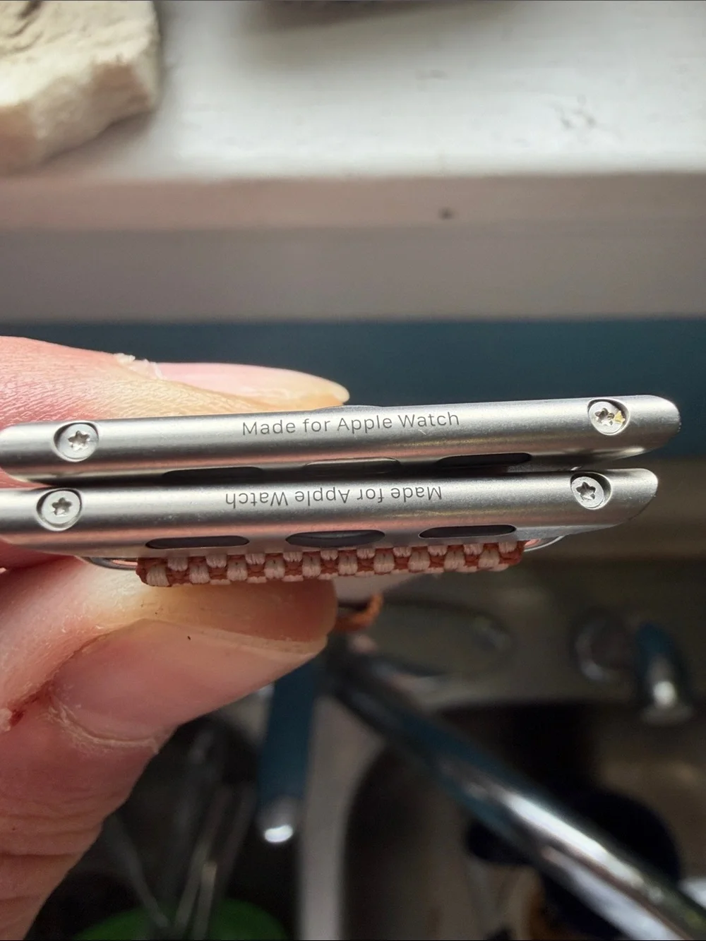 Hermes Gold/Écrù Woven canvas textile Apple watch band